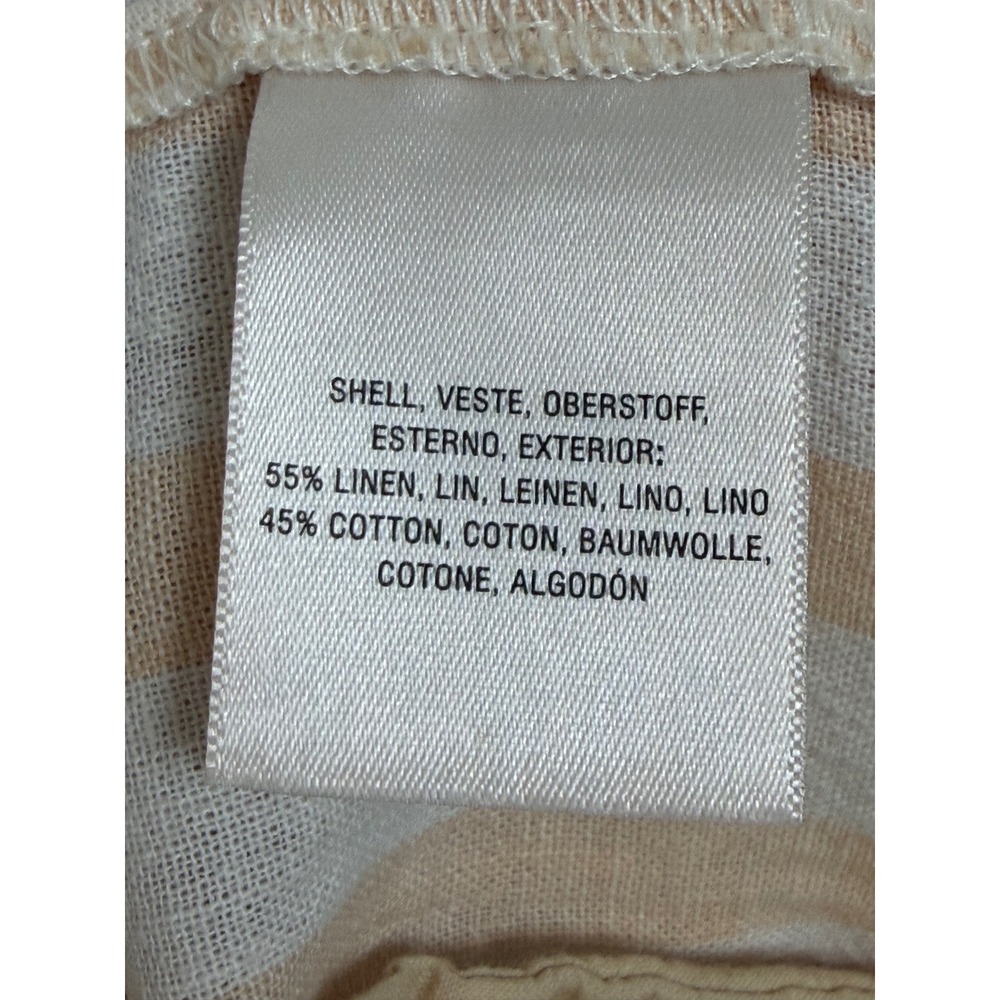 Anthropologie Striped Paperbag‎ Pants Womens 4 Peach White Linen Blend Belted - Picture 4 of 13
